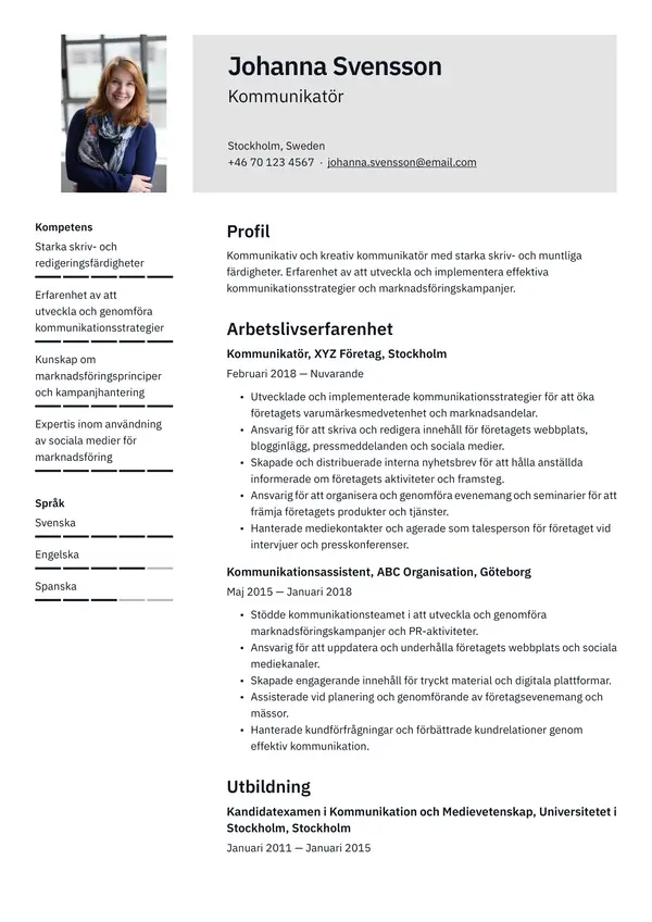 Kommunikator CV-pohja — Tyyli 1