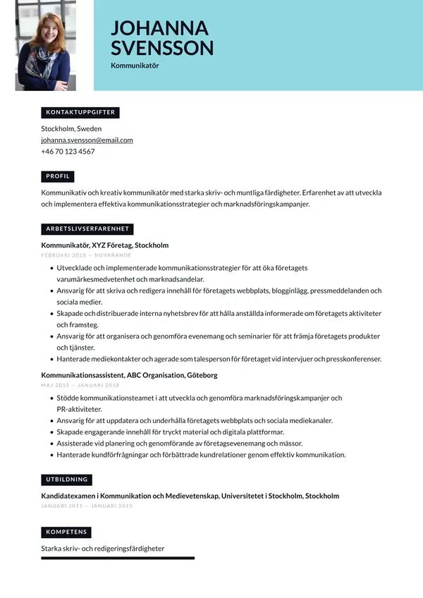 Kommunikator CV-pohja — Tyyli 3
