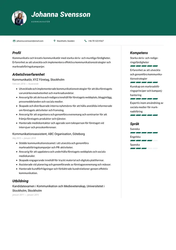 Kommunikator CV-pohja — Tyyli 6