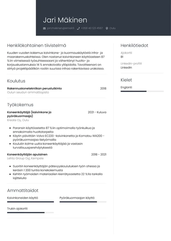 CV-pohja — Tyyli 1