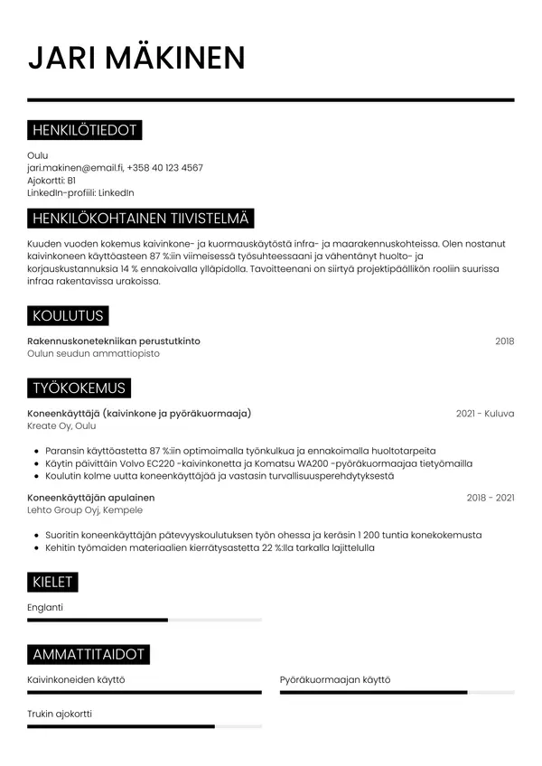 CV-pohja — Tyyli 11