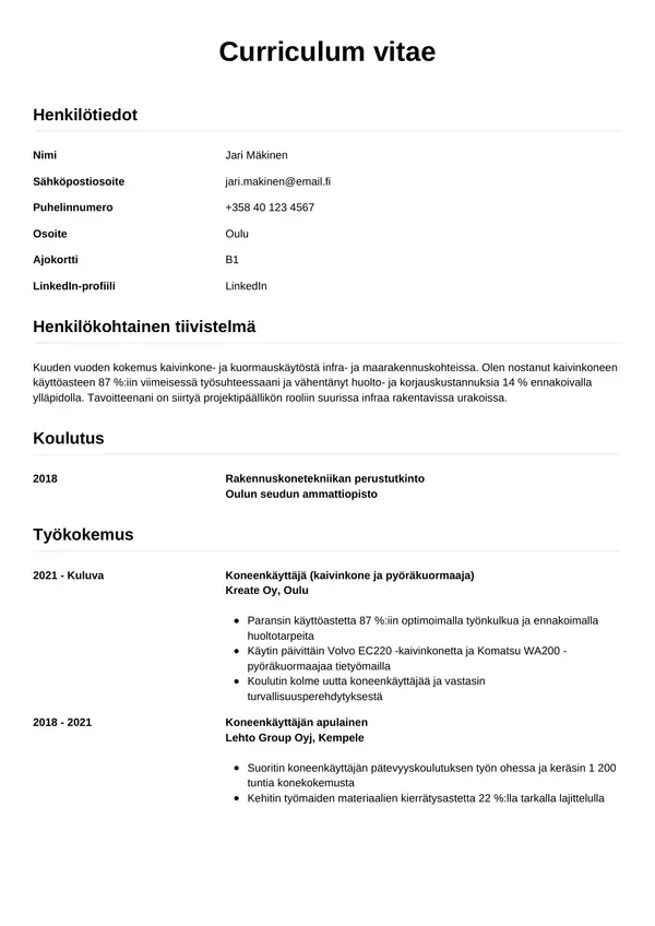 CV-pohja — Tyyli 12