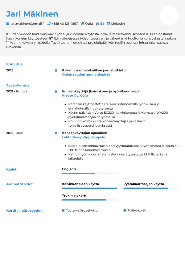 CV-pohja — Tyyli 2
