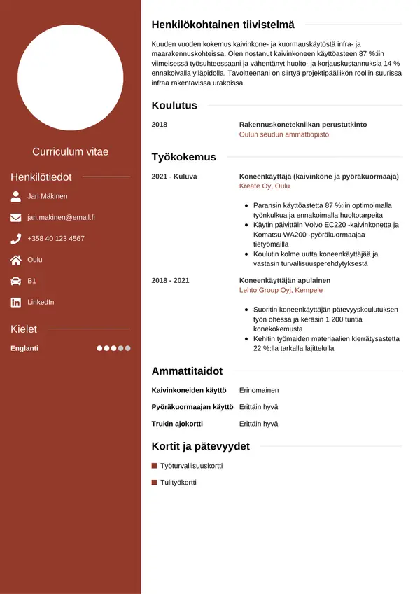 CV-pohja — Tyyli 5