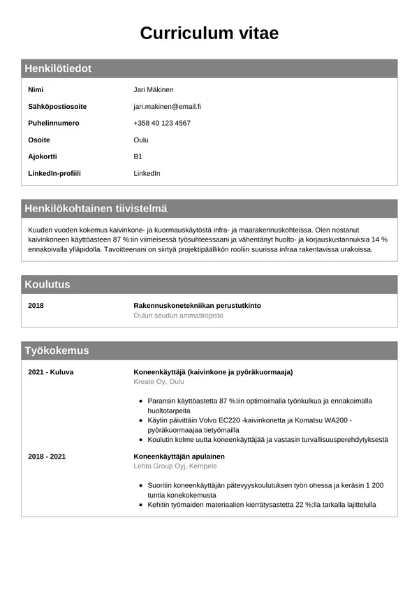 CV-pohja — Tyyli 7