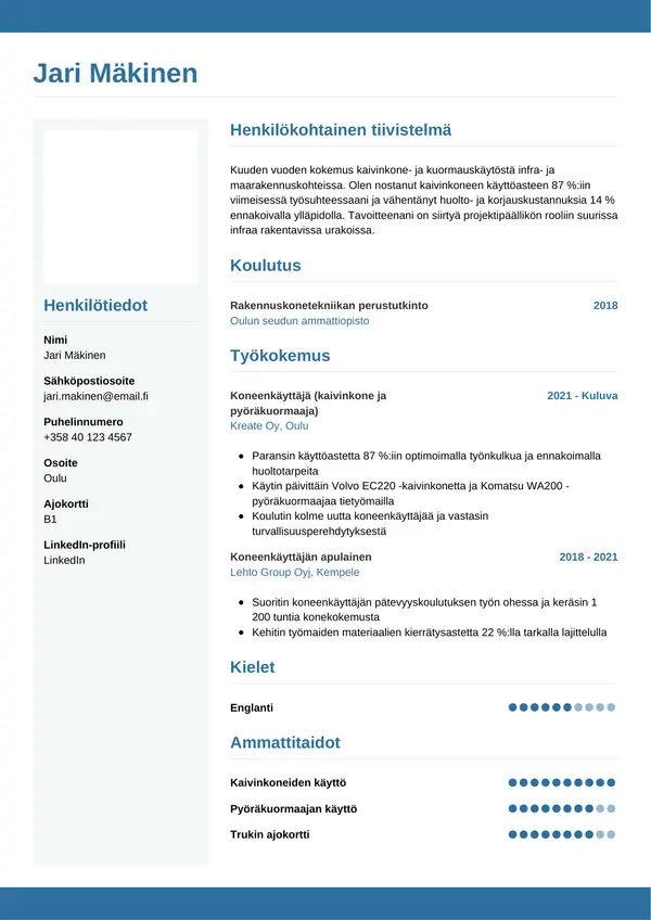 CV-pohja — Tyyli 9