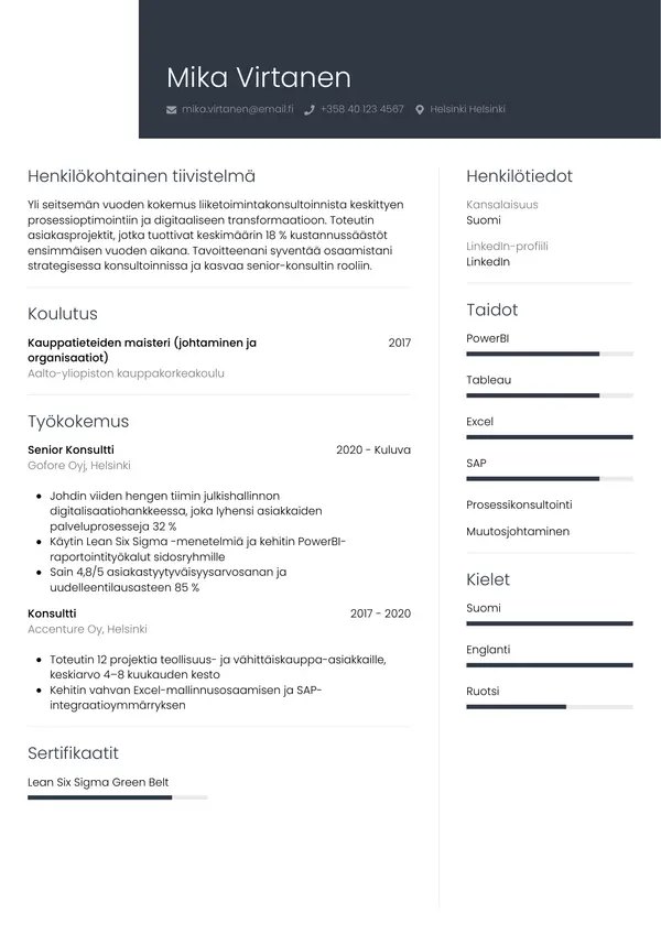 CV-pohja — Tyyli 1