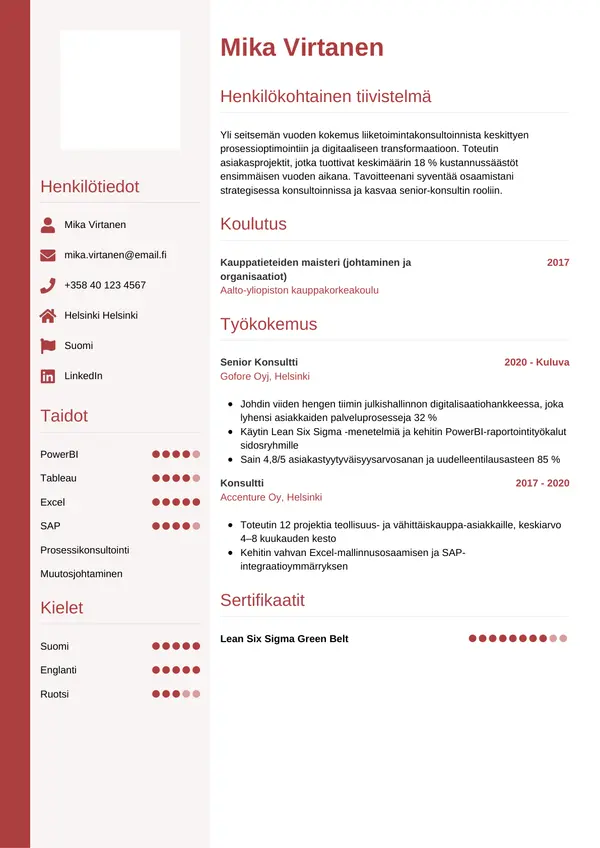 CV-pohja — Tyyli 10