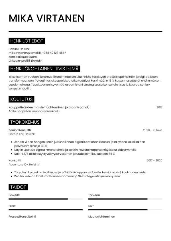 CV-pohja — Tyyli 11