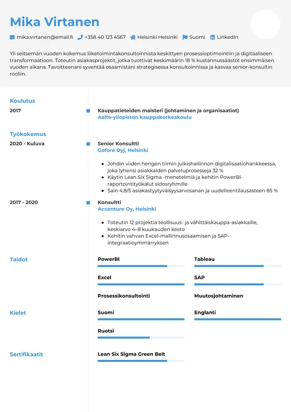 CV-pohja — Tyyli 2