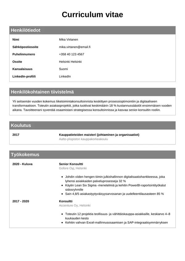 CV-pohja — Tyyli 7