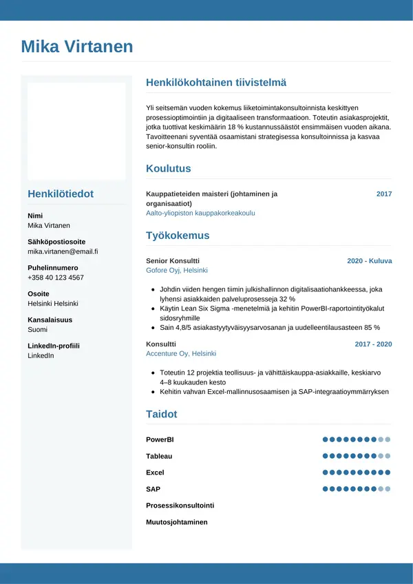 CV-pohja — Tyyli 9