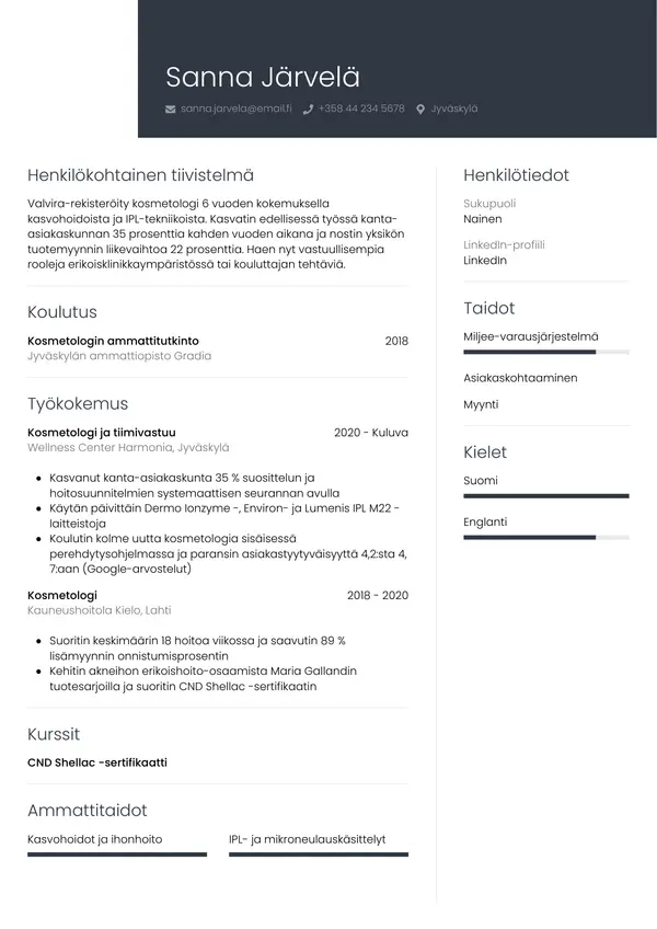 CV-pohja — Tyyli 1