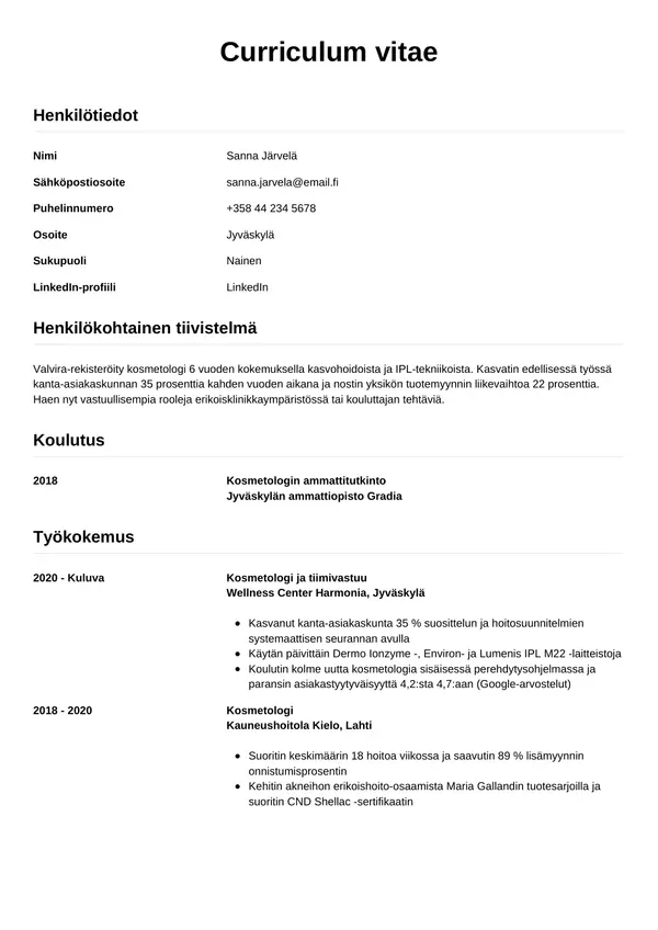 CV-pohja — Tyyli 12