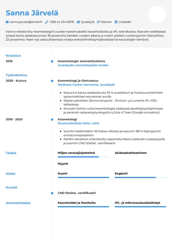 CV-pohja — Tyyli 2