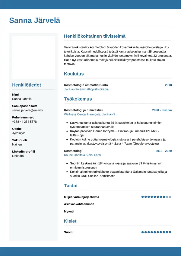 CV-pohja — Tyyli 9