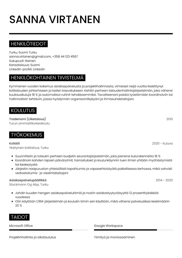 CV-pohja — Tyyli 11