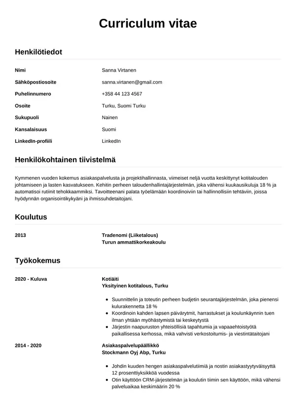 Kotiaiti CV-pohja — Tyyli 12