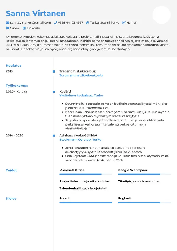CV-pohja — Tyyli 2