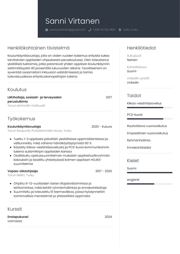 CV-pohja — Tyyli 1