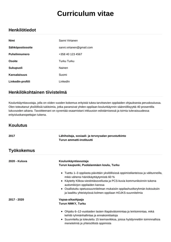 CV-pohja — Tyyli 12