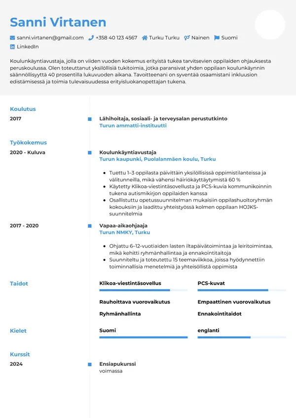 CV-pohja — Tyyli 2