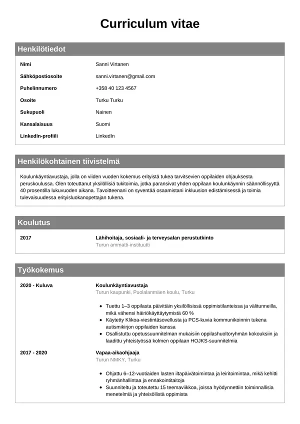 CV-pohja — Tyyli 7