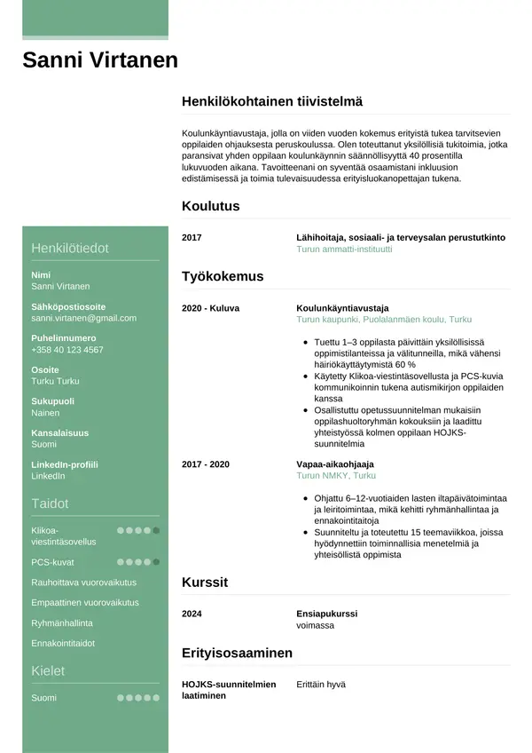 CV-pohja — Tyyli 8