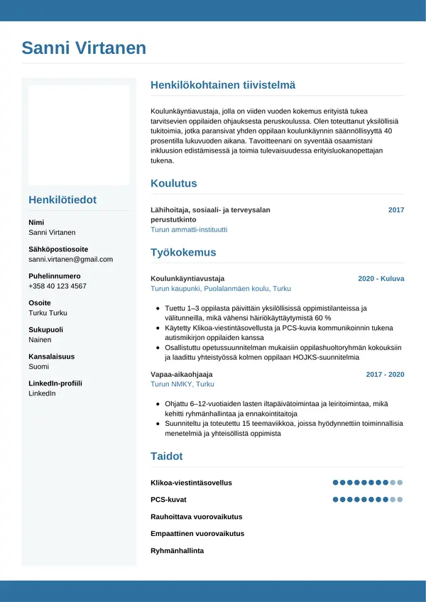 CV-pohja — Tyyli 9