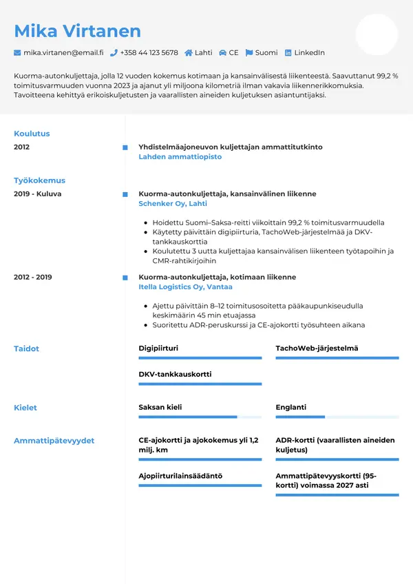 CV-pohja — Tyyli 2