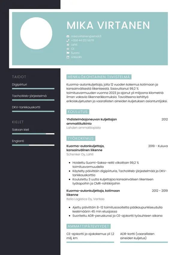 CV-pohja — Tyyli 3