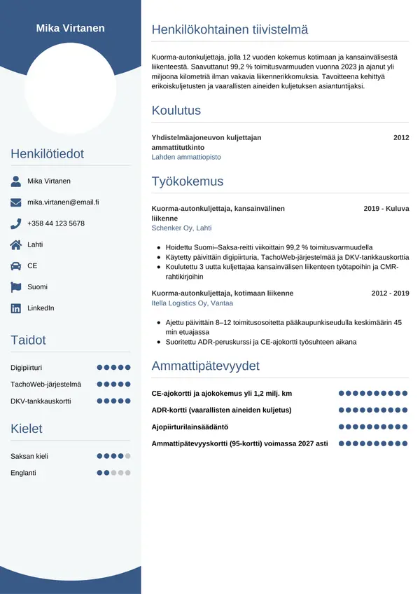 CV-pohja — Tyyli 4