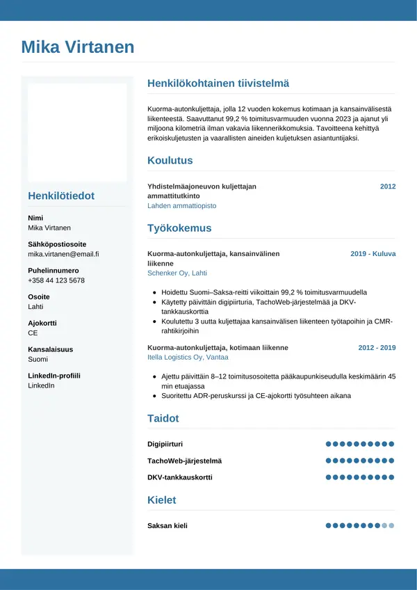 CV-pohja — Tyyli 9