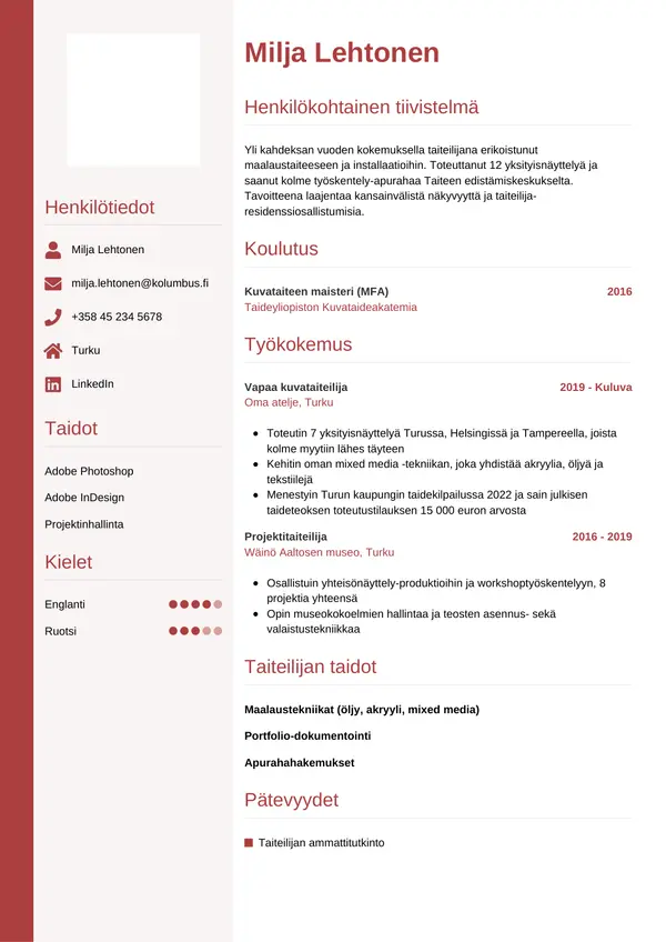 CV-pohja — Tyyli 10