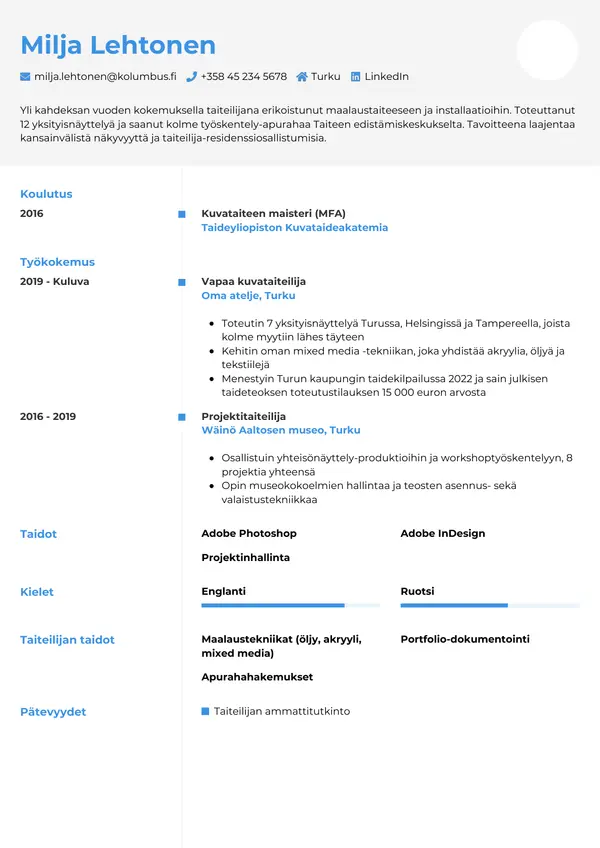 CV-pohja — Tyyli 2