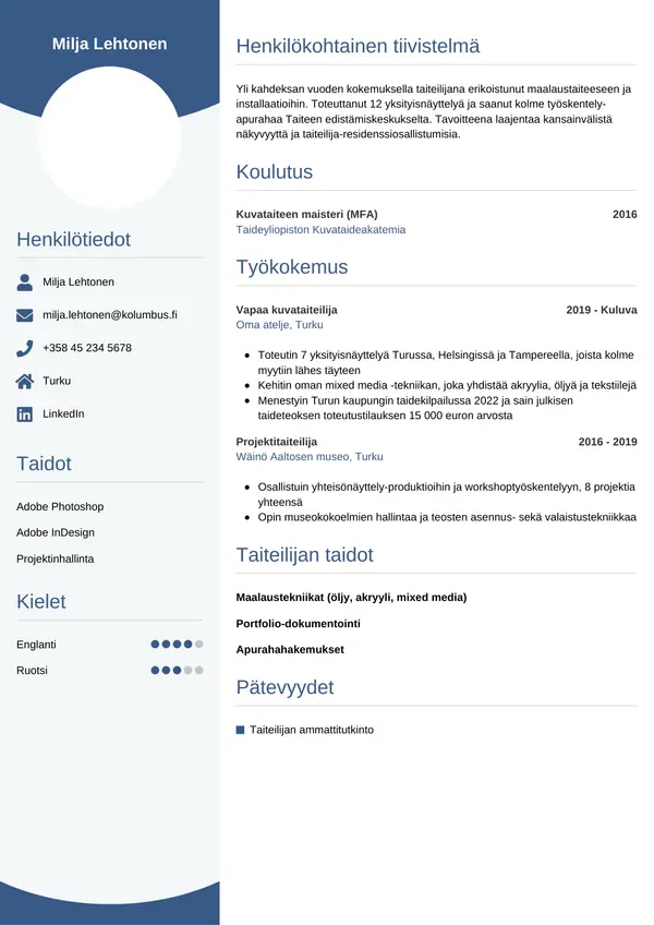 CV-pohja — Tyyli 4