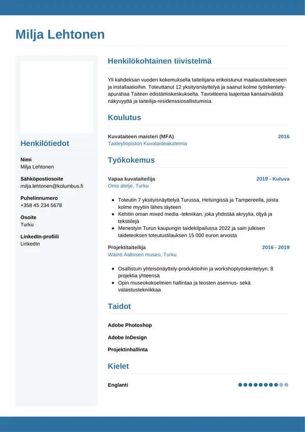 CV-pohja — Tyyli 9