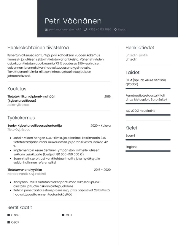 CV-pohja — Tyyli 1