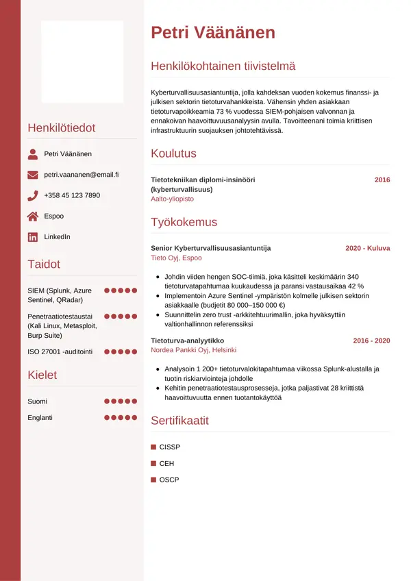 CV-pohja — Tyyli 10