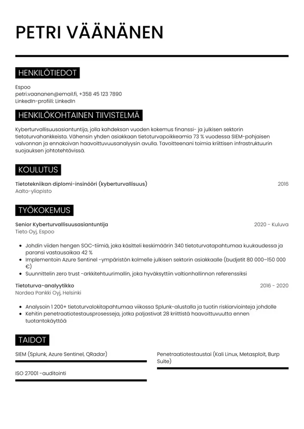 CV-pohja — Tyyli 11