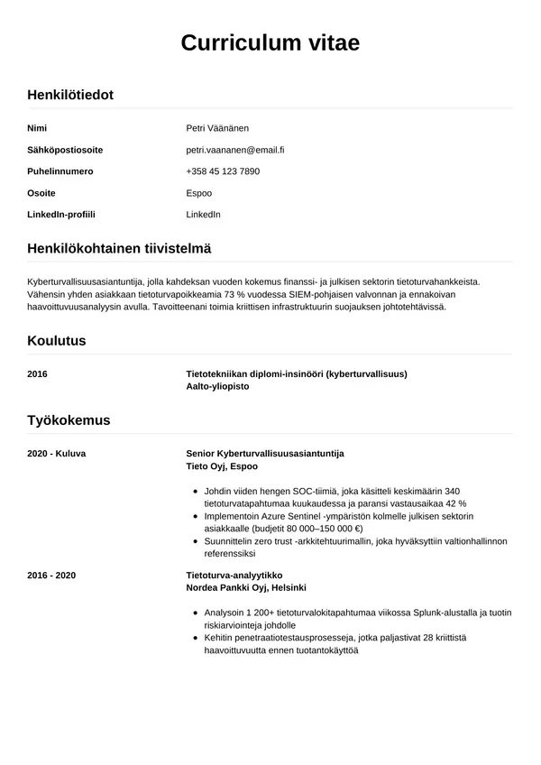 CV-pohja — Tyyli 12