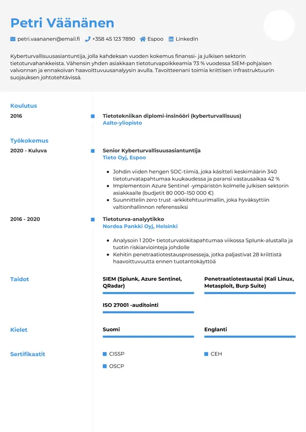 CV-pohja — Tyyli 2