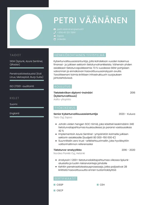 CV-pohja — Tyyli 3