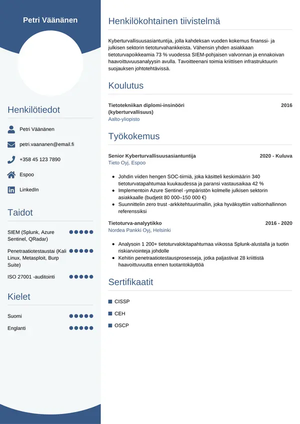 CV-pohja — Tyyli 4