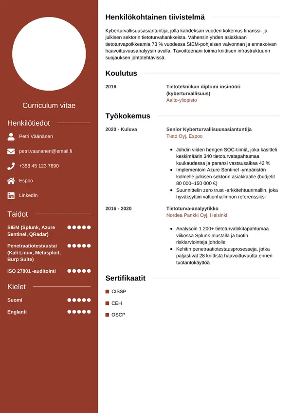 CV-pohja — Tyyli 5
