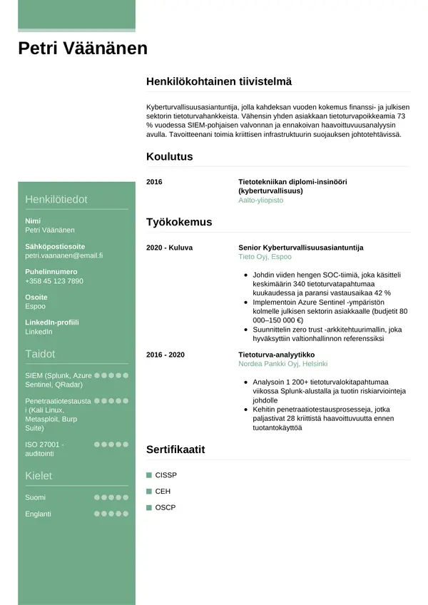 CV-pohja — Tyyli 8
