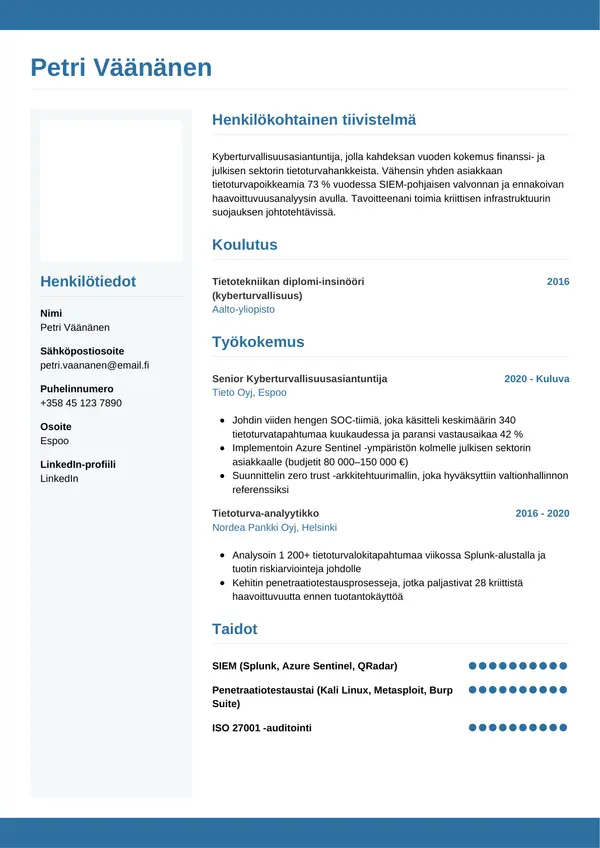 CV-pohja — Tyyli 9