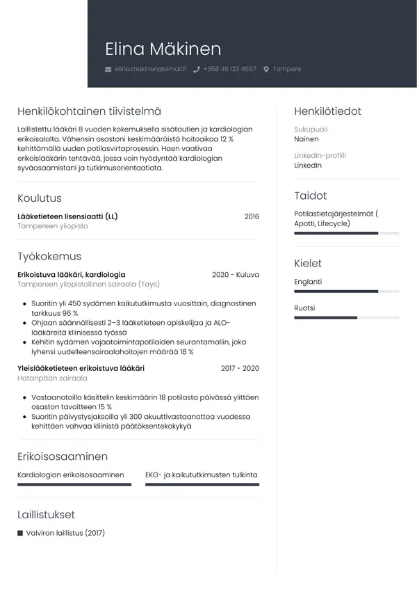 CV template Tyyli 1
