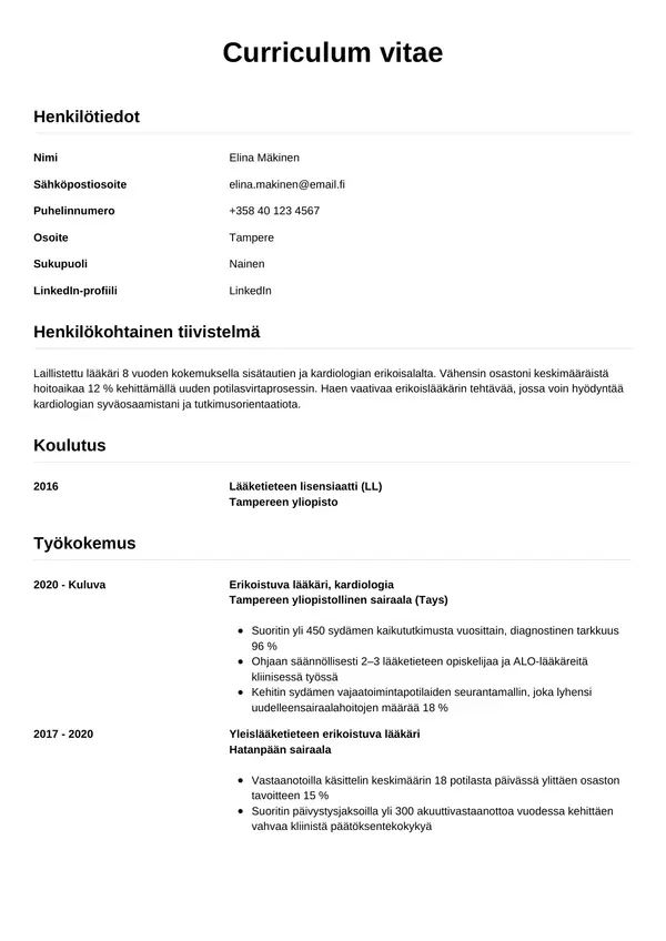 CV-pohja — Tyyli 12