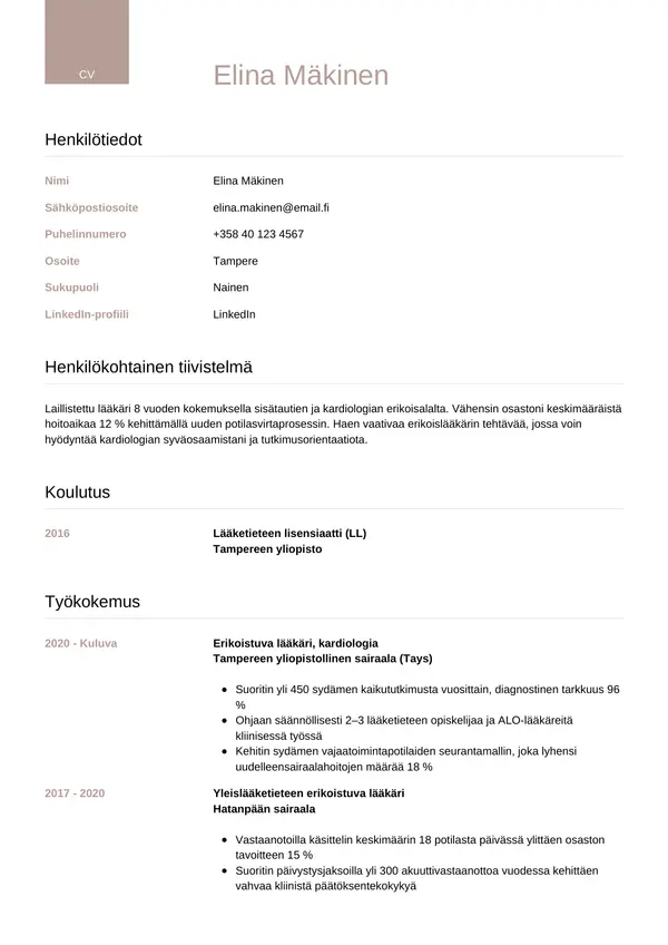 CV-pohja — Tyyli 6
